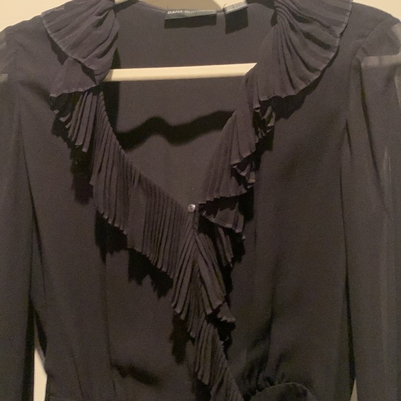 Dana Buchman Wrap Blouse, Black, Size 8 - Picture 2 of 4